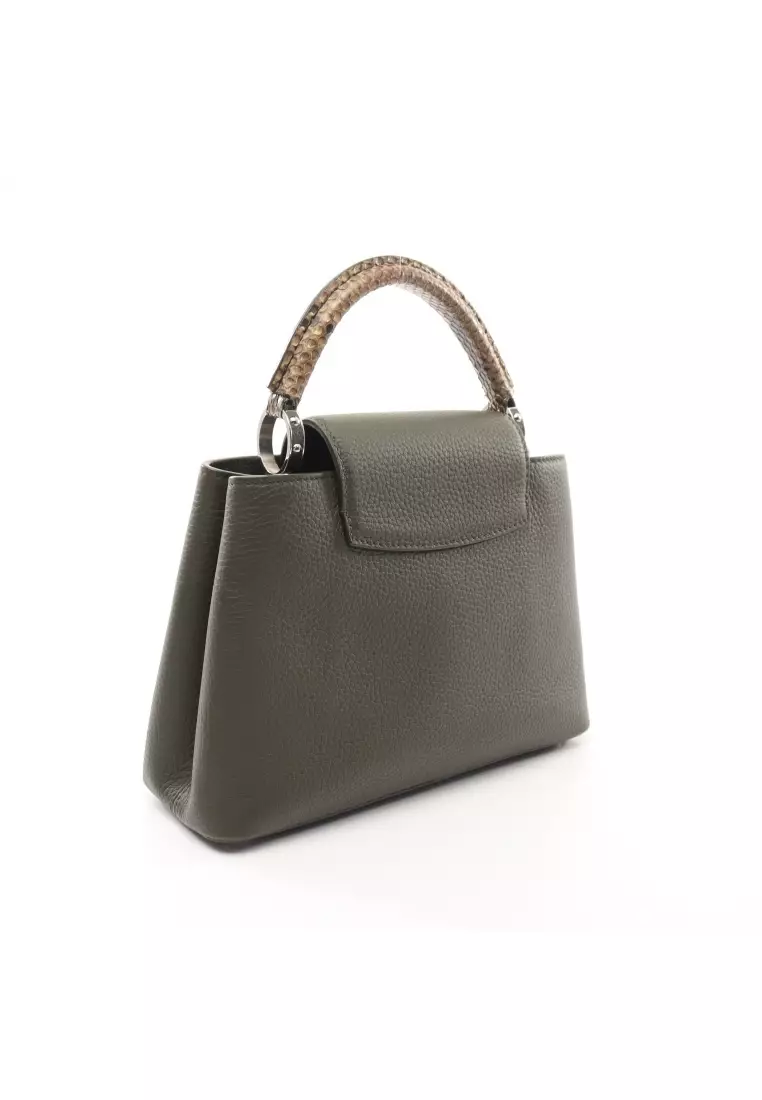 Buy Louis Vuitton Pre-loved LOUIS VUITTON Capucines MM Handbag leather  Python Snake Skin Khaki green beige Dark brown 2WAY Online