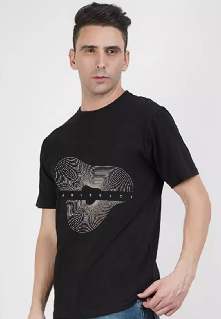 Inspiration Graphic Print Black Cotton Short Sleeve Regular Fit Tee