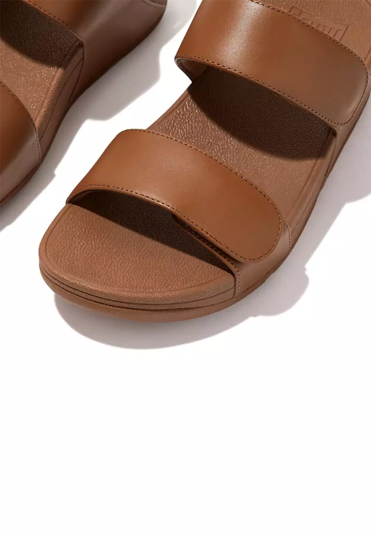 LULU Women's Adjustable Leather Slides Light Tan (FV6-592)