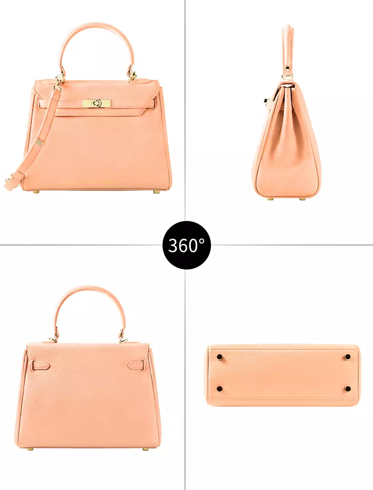 Victoria女士橙色顶柄手提包 带金色五金件