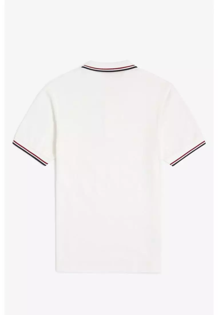 Fred Perry M3600 Twin Tipped Fred Perry Shirt (Snow White / Burnt Red / Navy)