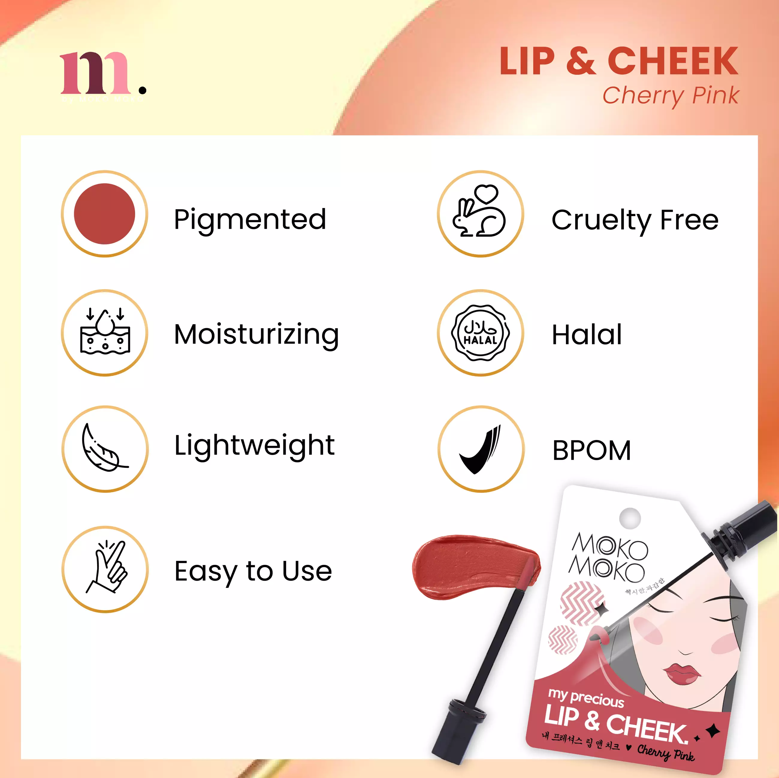Moko Moko My Precious Lip & Cheek - Cherry Pink