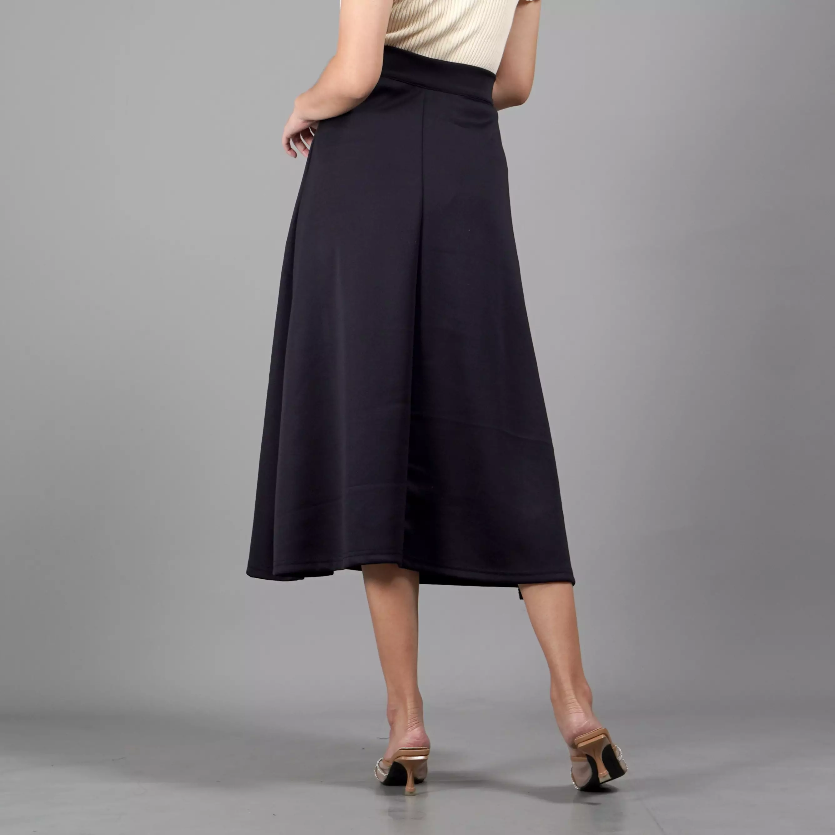  REBECA Rok Hitam Panjang Polos Rok A Line Korean Style Skirt - HITAM