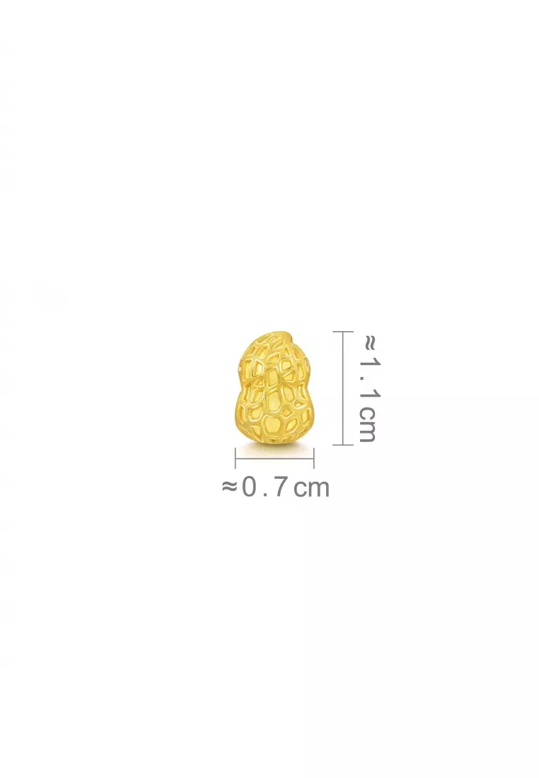 999 24K Solid Gold Peanut Mini Charm 92656C (Bracelet not included)