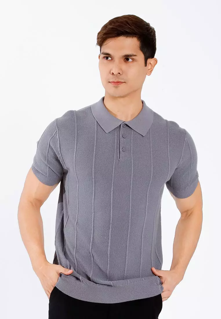 Forest Fancy Knitted Collar Shirts Men Sweater Men Knitwear | Baju Sweater Lelaki Knitwear - 621409-04grey