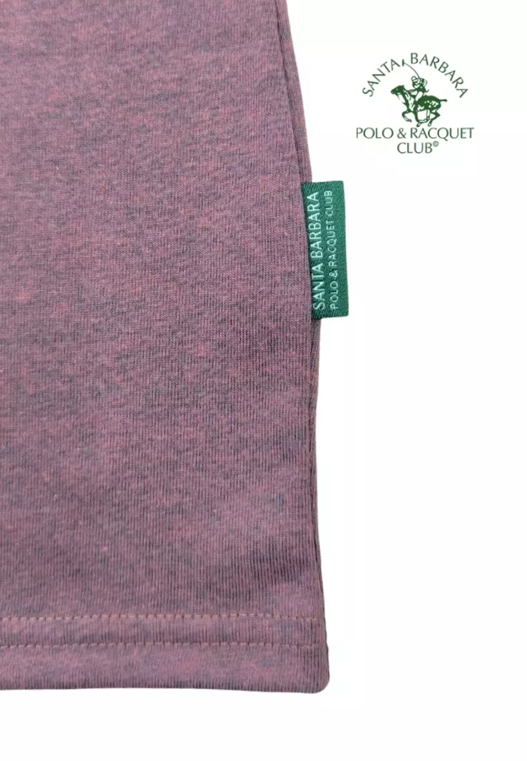 Plain Casual Cotton T-shirt with Embroidery Logo on Chest - Violet