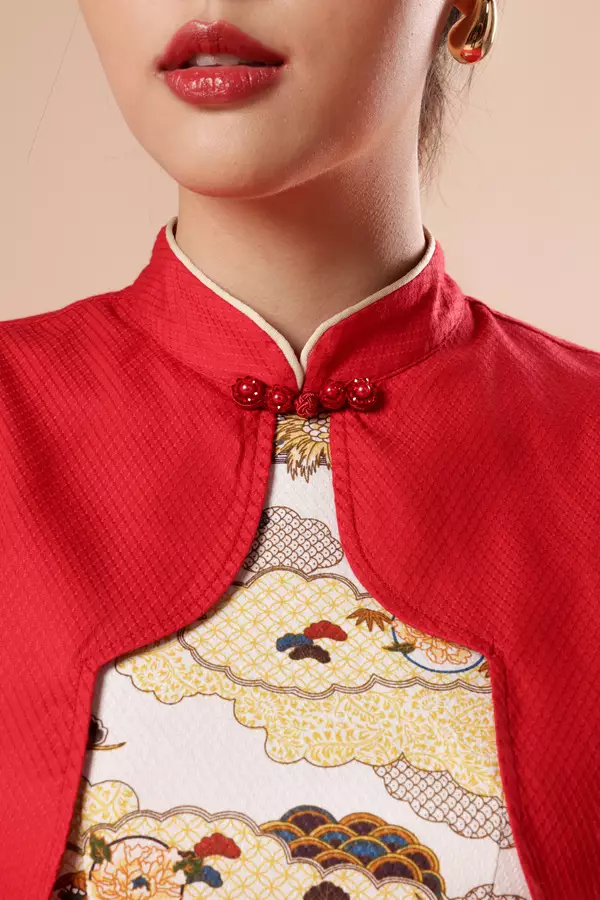 MINIMAL x Melvee - Dawei - Printed Bolero Top - Red