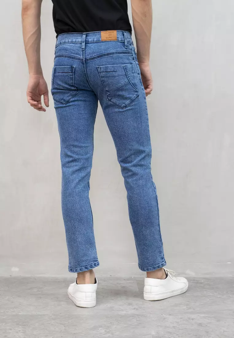 Celana panjang Jeans Slim Fit biru pudar denim pants pria houseofcuff