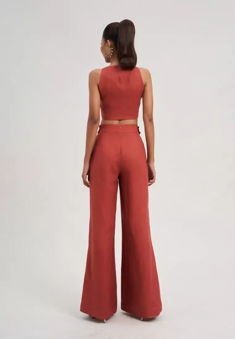 RED LINEN CULOTTES