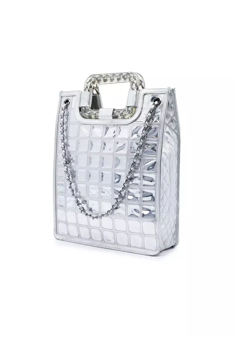 Pre-Loved Chanel Cc Vinyl Ice Cube Shopper Tote