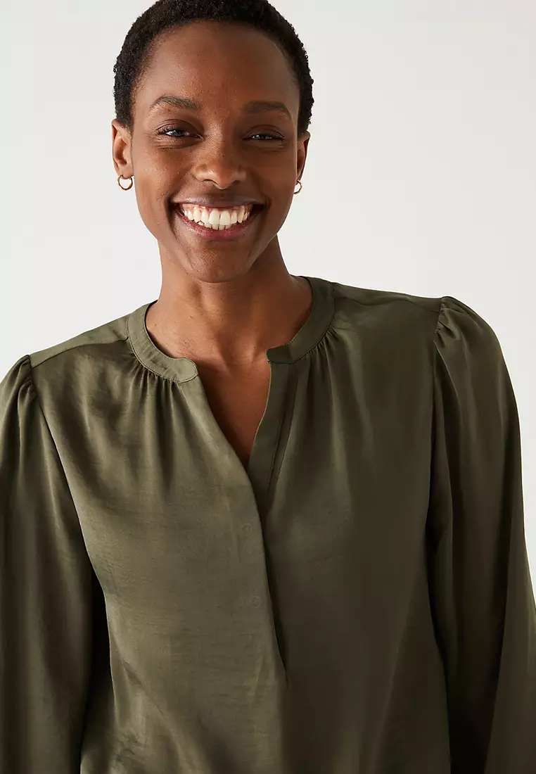 marks and spencer tie neck blouse
