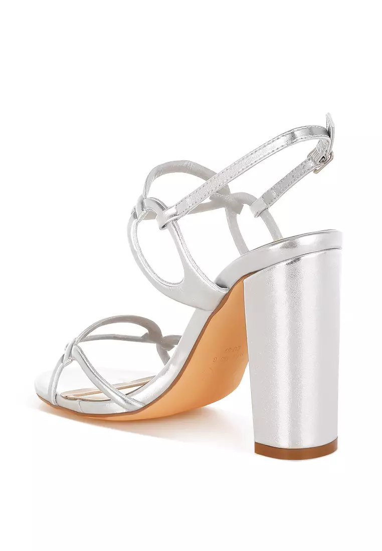 Silver Cut Out Chain Metallic Sandals