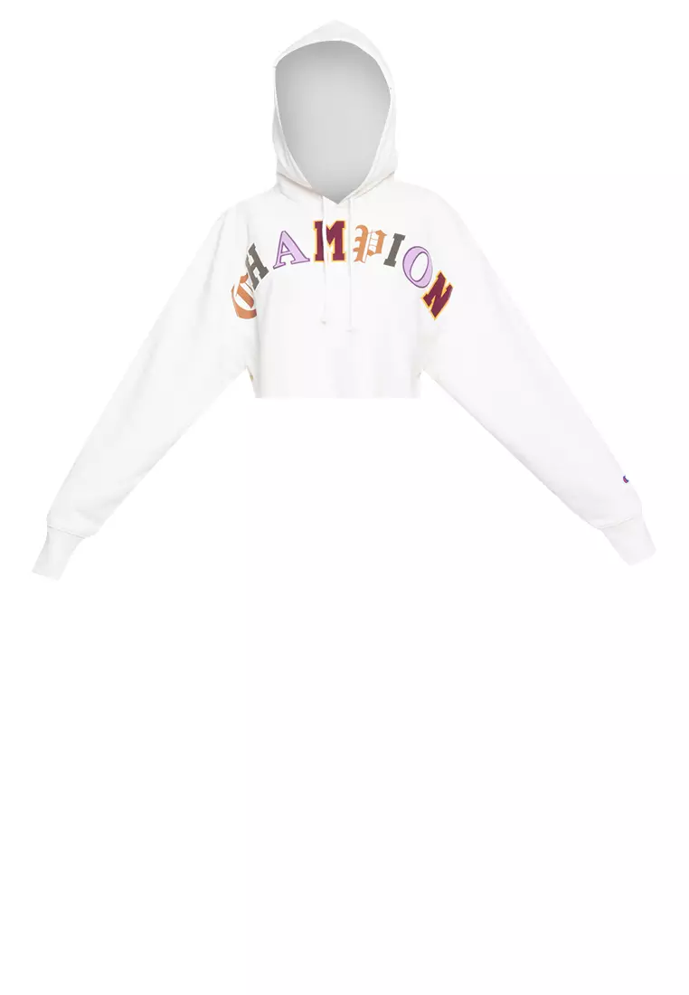 Champion cropped hot sale hoodie white