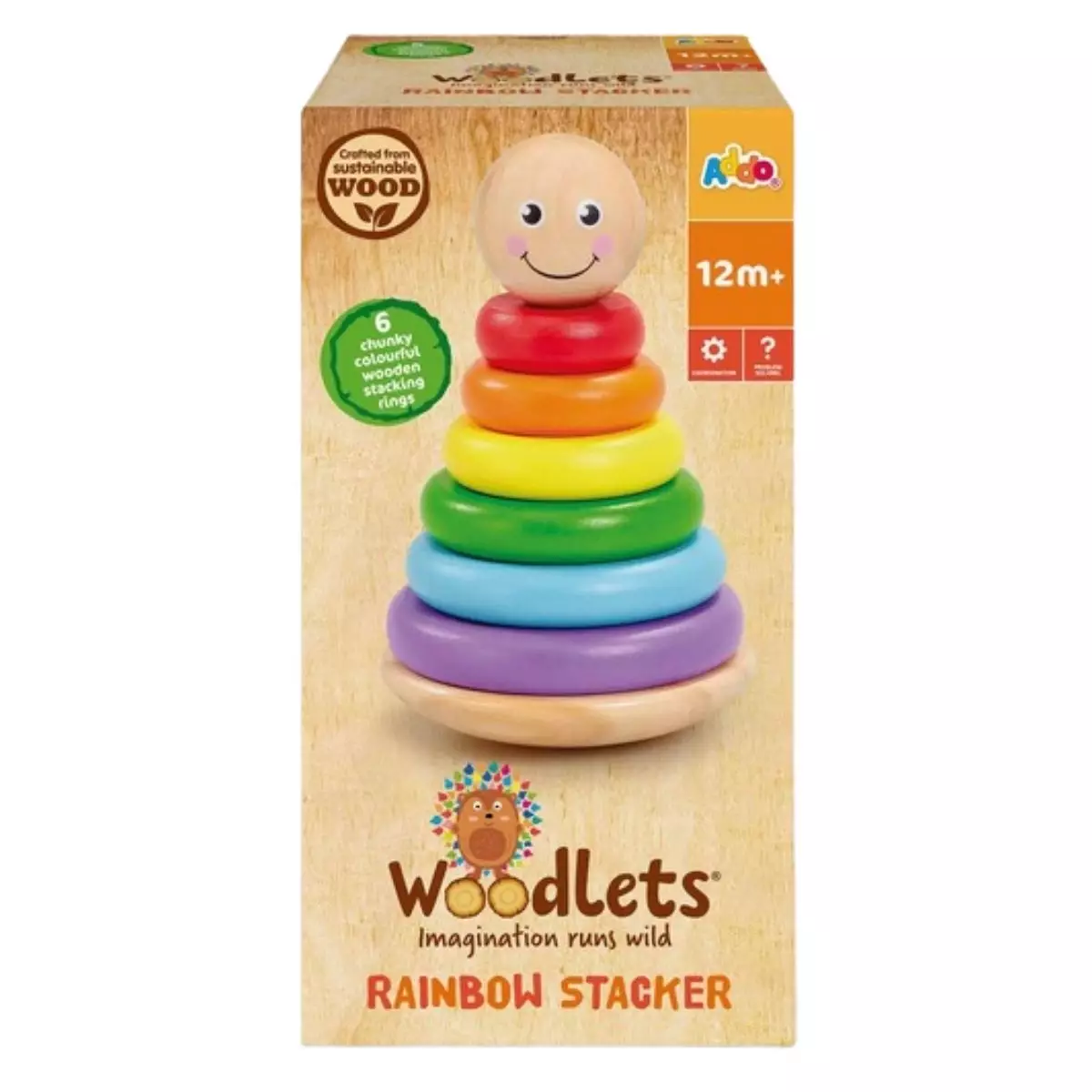 Addo Woodlets Rainbow Stacker Montessori Toy - Mainan Edukasi Donat Susun Bayi