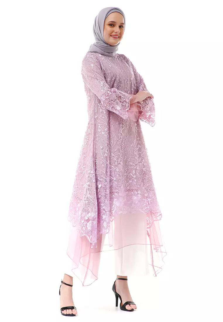 Aliyah Long Dress Motif Bunga High Quality Premium - Taro Soft