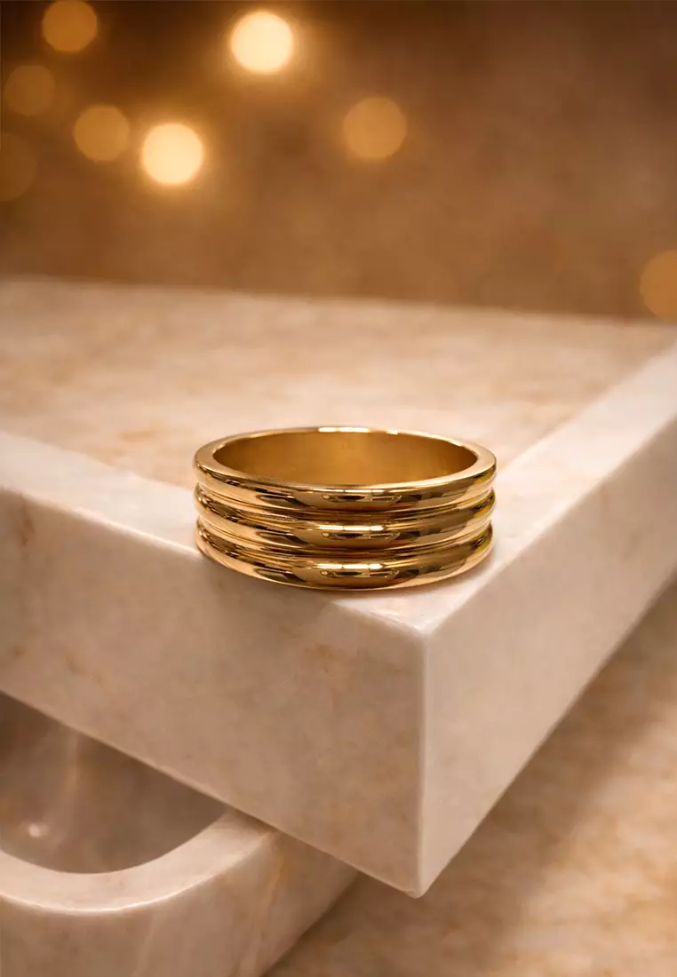 Triad Circular Gleam Radiant Gold Layered Ring