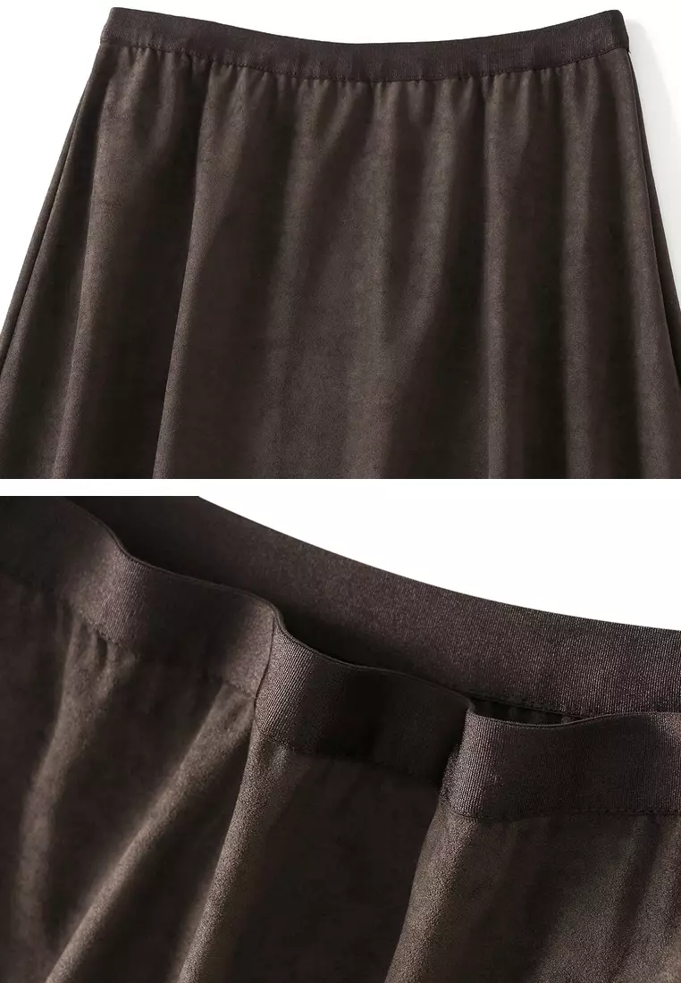 ‌Draped Suede Umbrella Skirt AF-2218