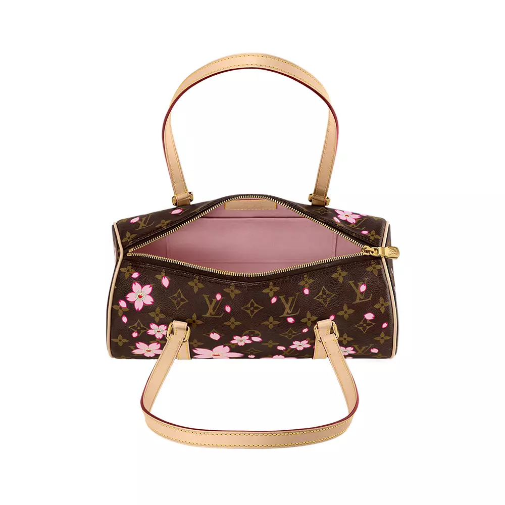 TM Papillon Shoulder Bag Cherry Blossom Monogram Coated Canvas Sakura Brown