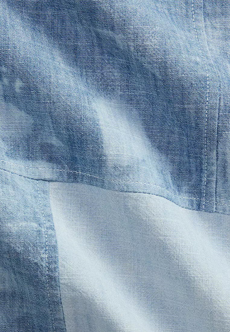 Classic Fit Patchwork Chambray Shirt