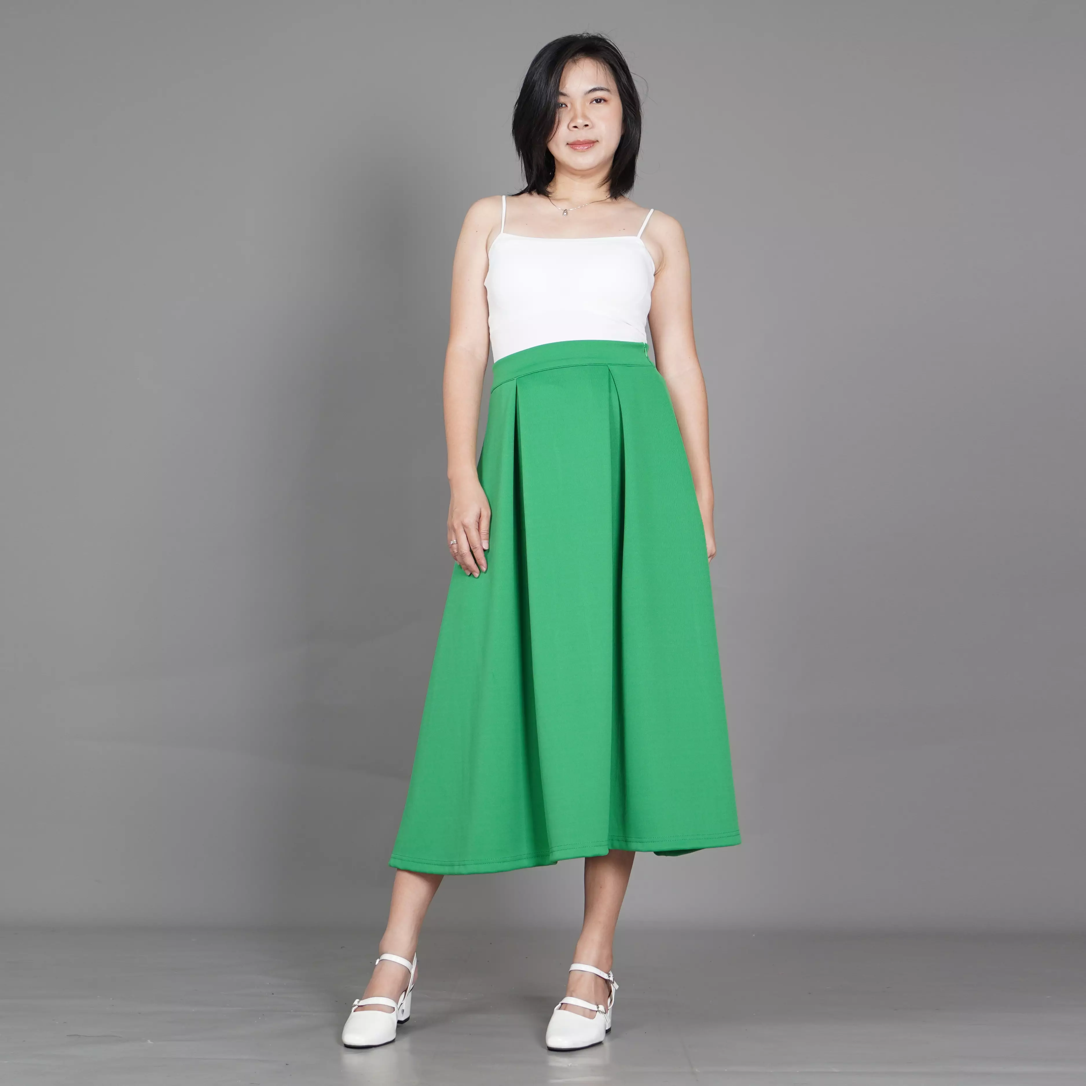  REBECA Rok Gaya Korea Flare Skirt Rok Hijau Natal - HIJAU MUDA