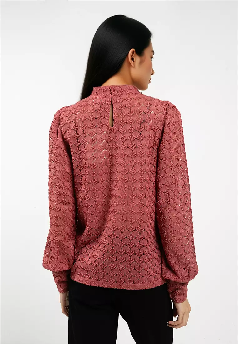 Long Sleeve Lace Jersey Top