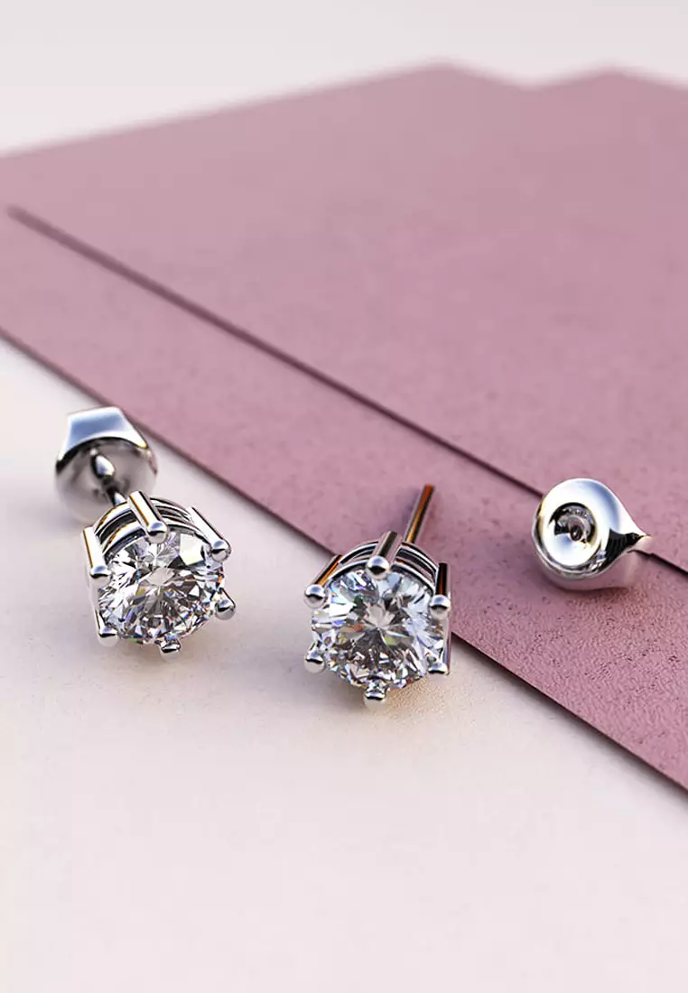 KRYSTAL COUTURE Cindy Stud Earrings Embellished with SWAROVSKI® crystals-White Gold/Clear