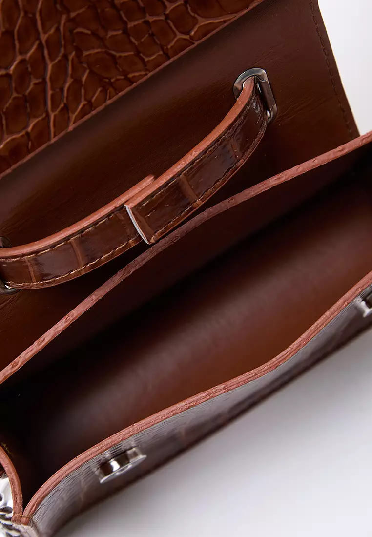 Croc-Effect Mini Crossbody Bag