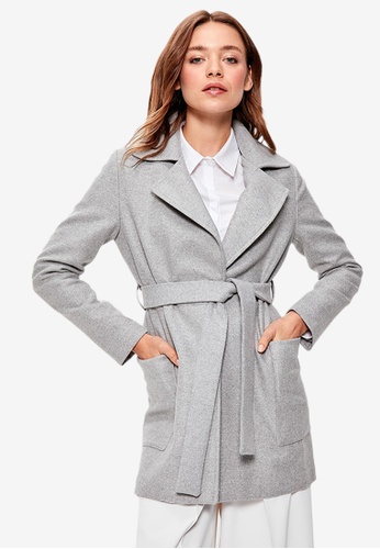 Trendyol grey Tie Wool Cachet Coat 557CAAA2352F71GS_1