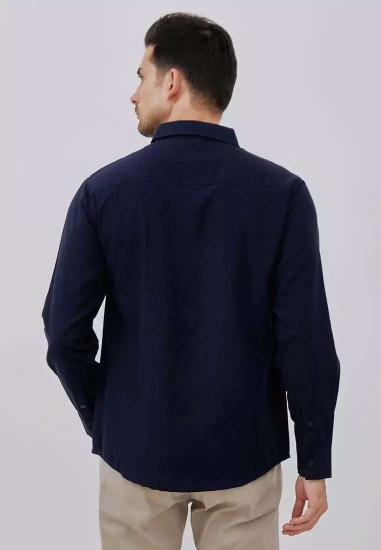 Paulmay Kemeja Pria Reguler Fit Oxford Navy Shirts