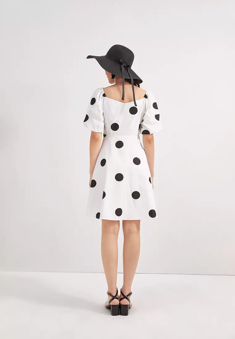 Square Neck Polka Dot Mini Dress