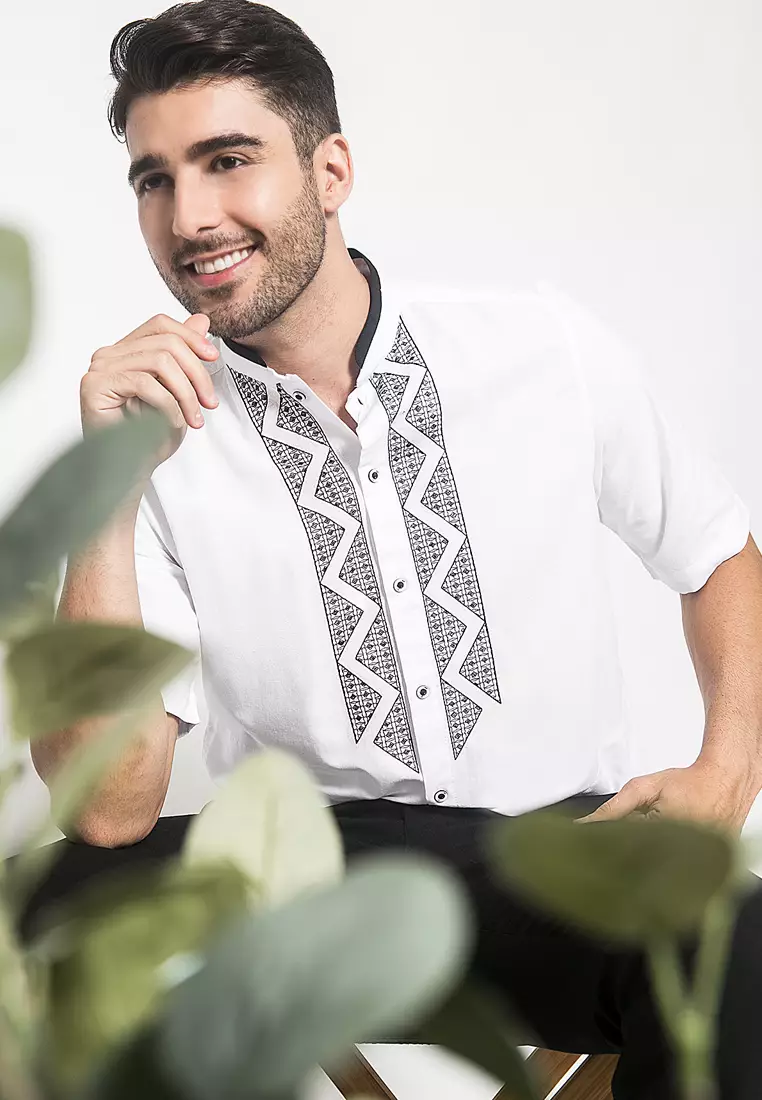 LGS - Baju Koko - Motif Zigzag - Putih - Regular Fit - CSH.285.B1022K.318.C