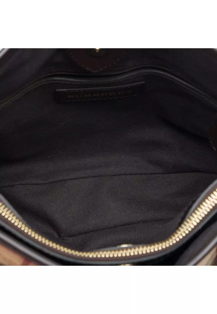 Pre-Loved Burberry Small Haymarket Check Coated Canvas Northfield Satchel