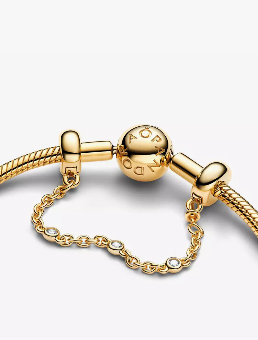 14k Gold-plated safety chain clip with clear cubic zirconia and silicone