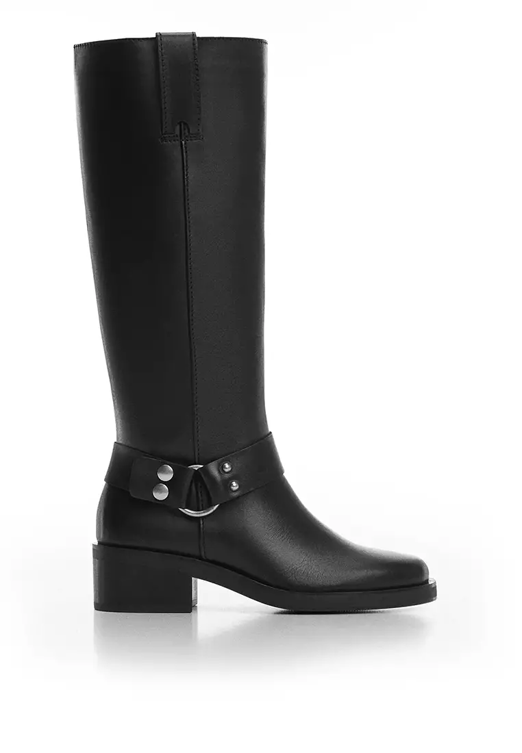 Mango biker cheap boots