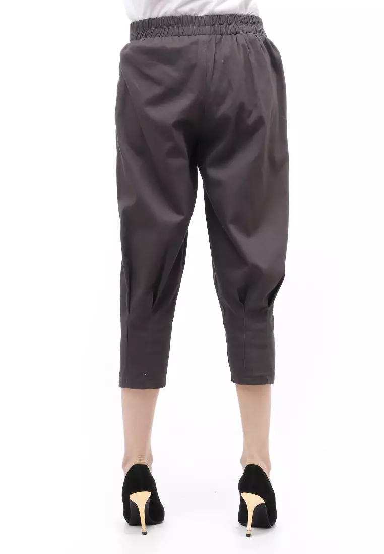 Lark Celana Panjang Bawahan Wanita Motif Solid Regular Fit - Dark Grey
