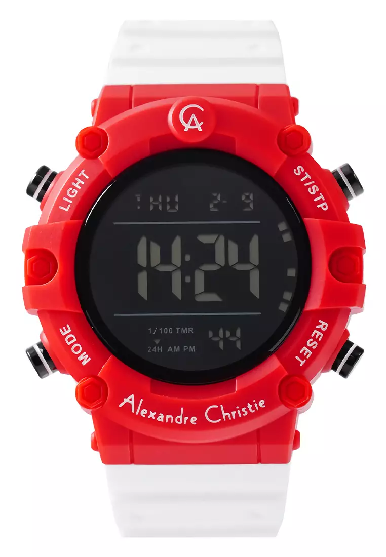 Alexandre Christie - Jam Tangan Pria - Red - White Rubber Strap - 9386 MHRIPREGR