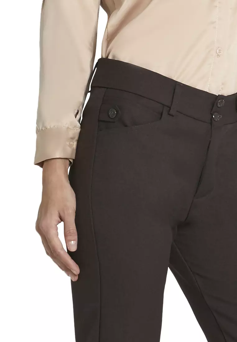 Garwyn Celana Kerja Long Pants Bawahan Wanita Formal Premium Quality - Coklat Tua