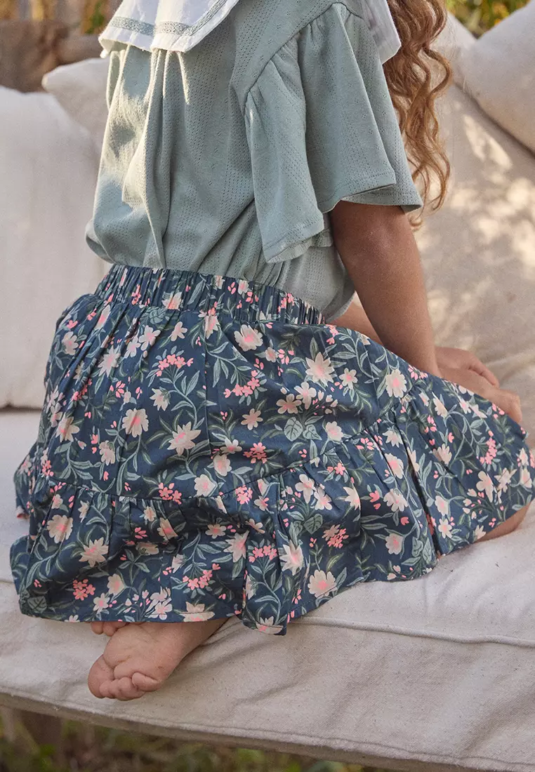 Floral Print Ruffle Skirt