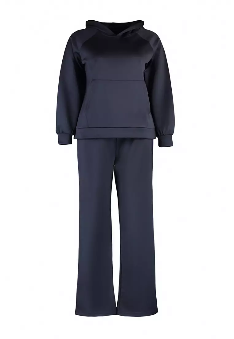 Plus Size Scuba Hoodie and Pants Set