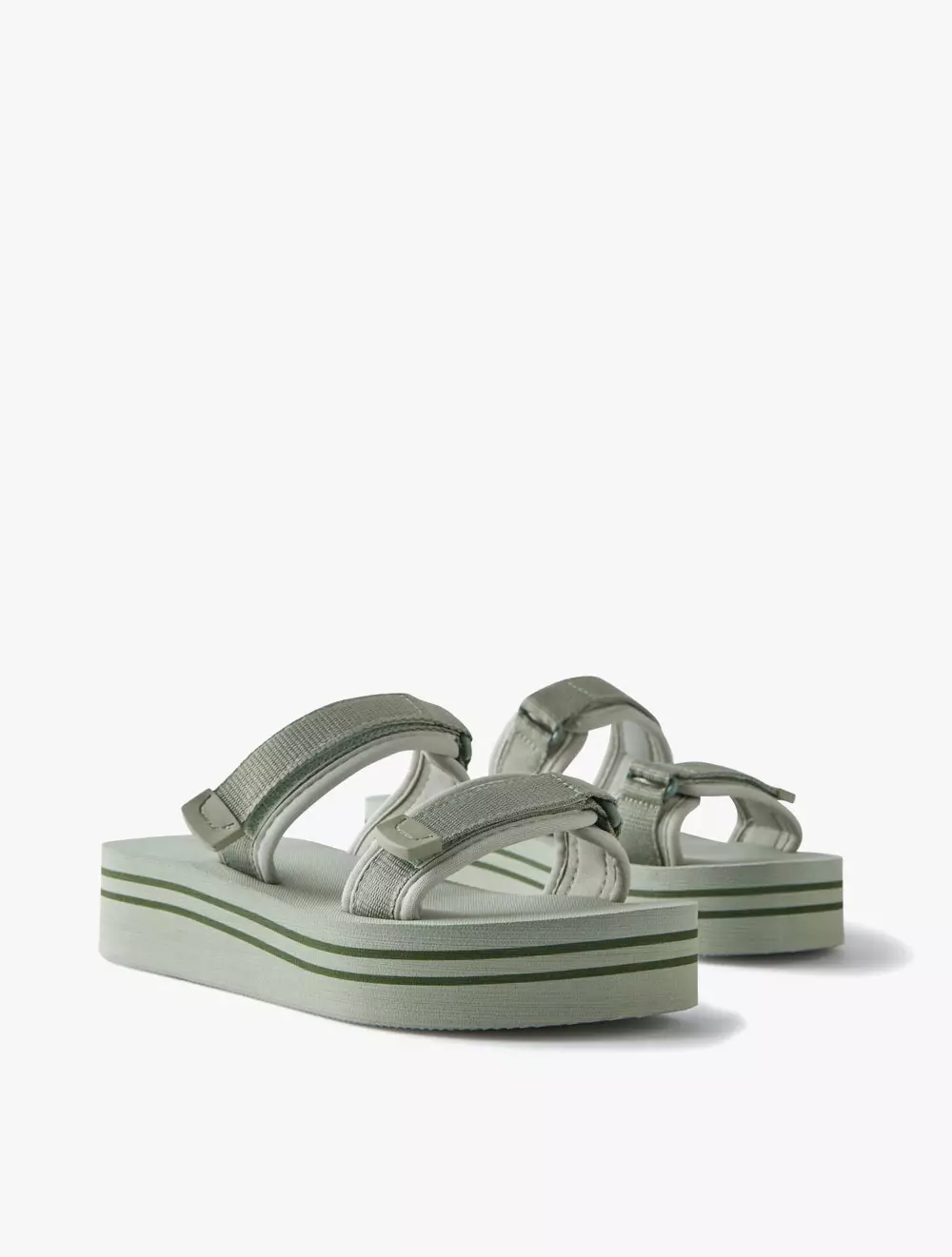 FRANKIE DOUBLE STRAP SLIDE - Sage