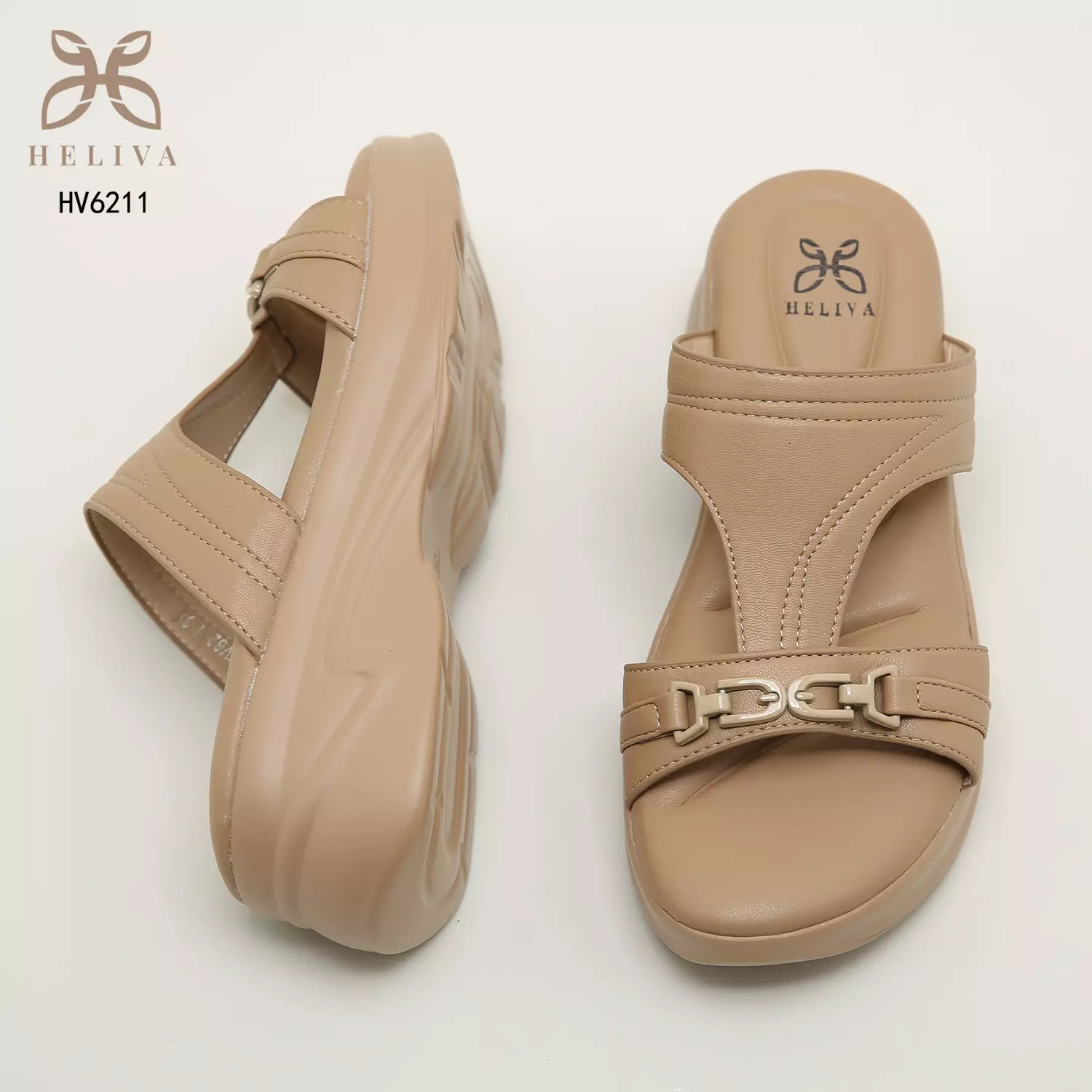 Heliva Joyce Lady Sandals Wedges Double Strap Chain Sol 5cm