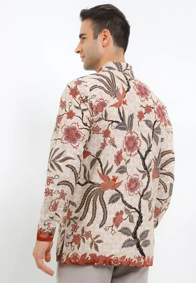Kemeja Pria Lengan Panjang Batik Furing Cavero Cream