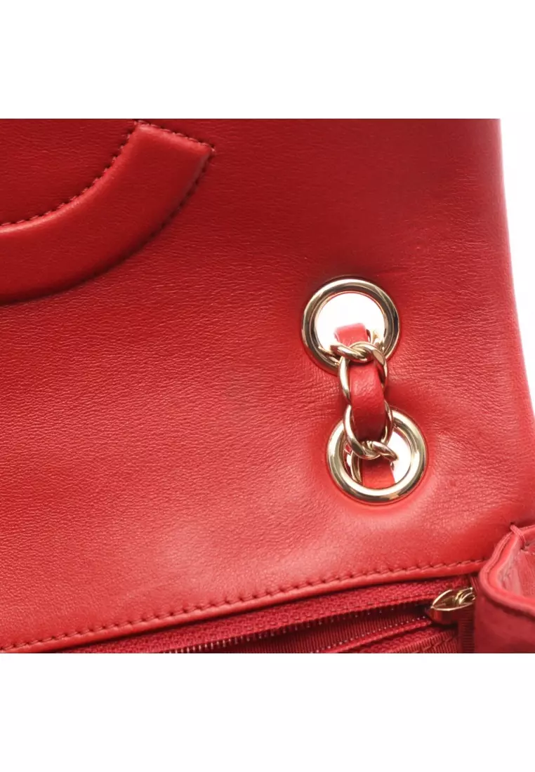 Pre-Loved Chanel coco mark W chain shoulder bag chain shoulder bag lambskin Red gold hardware