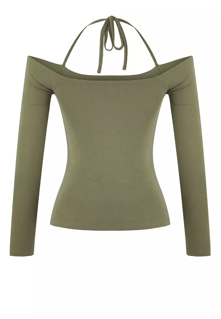 Halter Neck Off-Shoulder Blouse