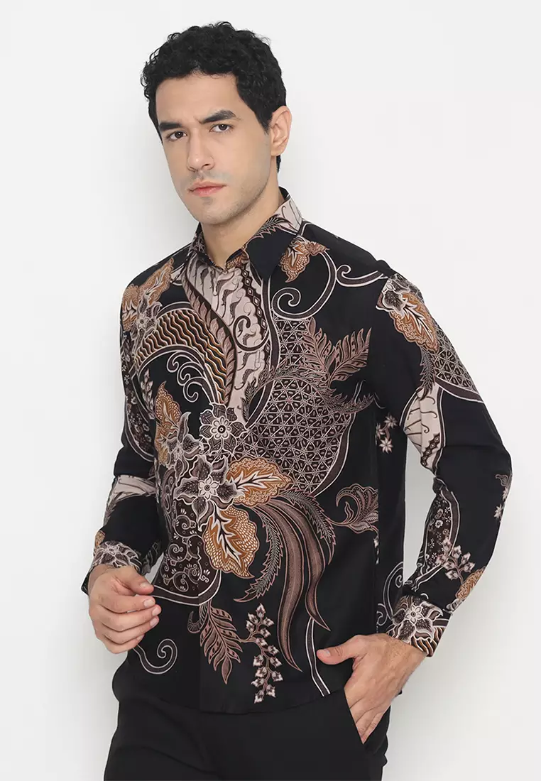 Kemeja Batik Pria Slimfit Prakasa - Black