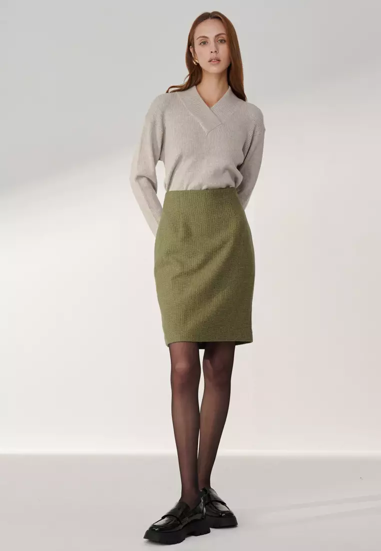 Gray Styled V-neck Sweater