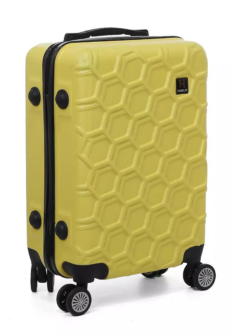 Carlton Koper Hardcase Desain Hexagon Size 20 Inch Suitcase Unisex with Rear Compartment Rubber Slot Material ABS+PVC Coated ORIGINAL - Yellow
