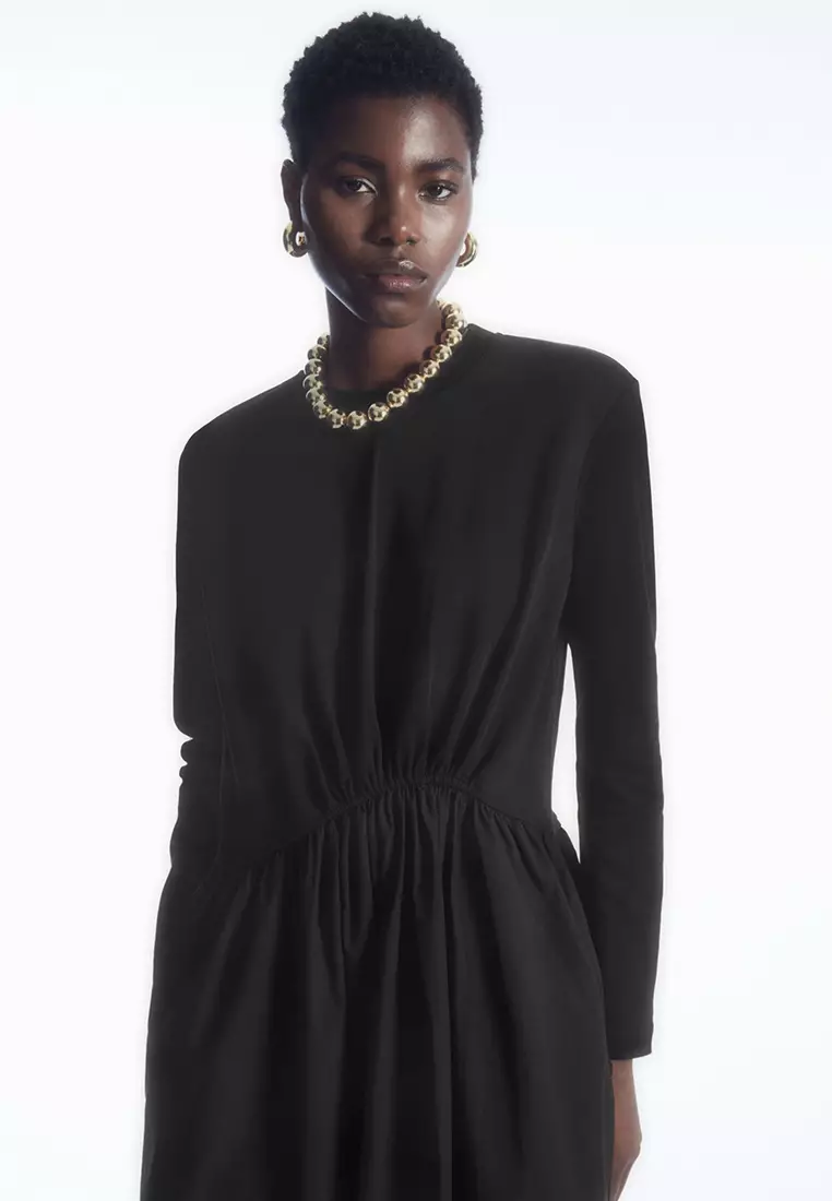 Buy COS Asymmetric Gathered-Waist Midi Dress 2024 Online