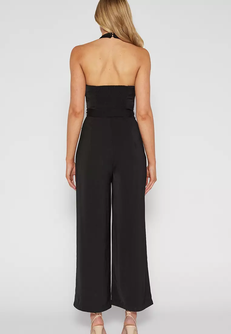 Jual Style State Halter Neckline Jumpsuit With Waist Tie Original 2024 ZALORA Indonesia