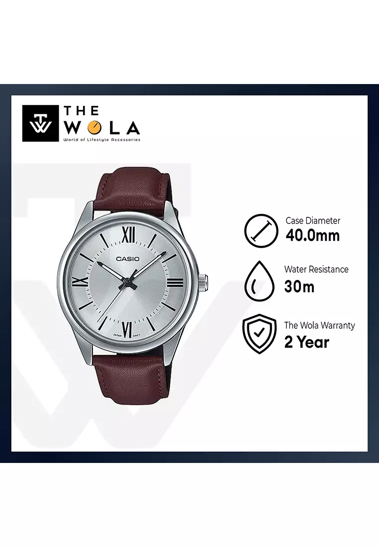 Men's Analog MTP-V005L-7B5 Brown Leather Watch